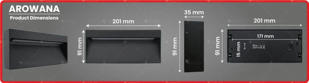 ابعاد چراغ دیواری دکوراتیو آروانا LED 4M