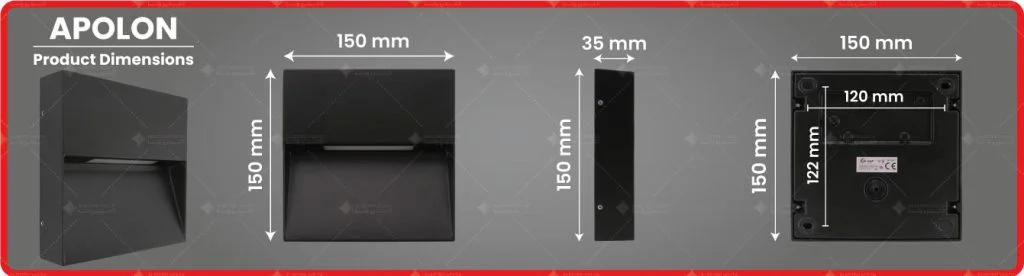 ابعاد چراغ دیواری دکوراتیو آپولون LED 4M
