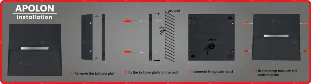 نصب و راه اندازی چراغ دیواری دکوراتیو آپولون
