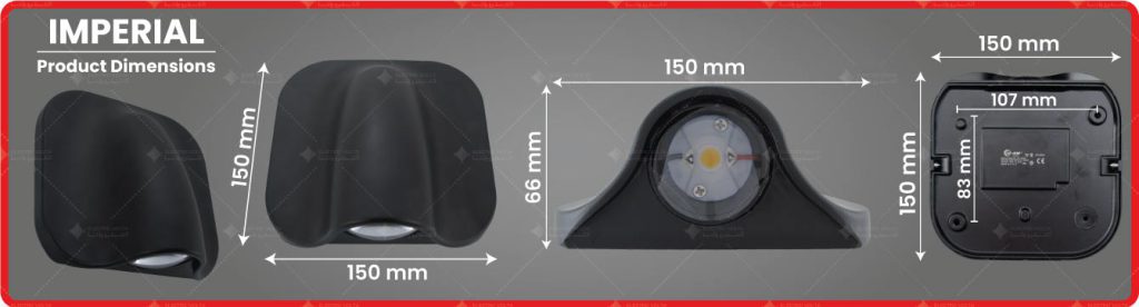 ابعاد چراغ دیواری دکوراتیو ایمپریال LED 4M