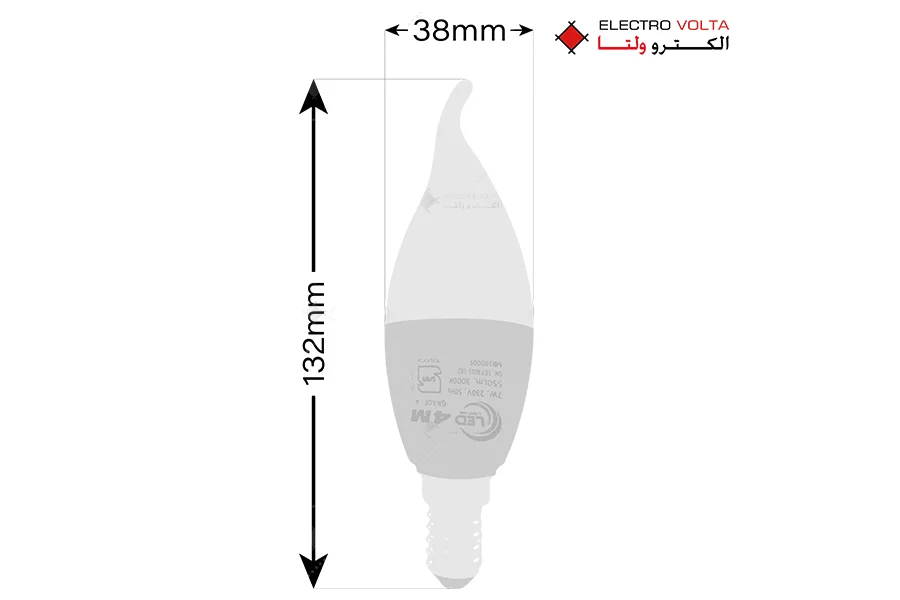 لامپ ال ای دی اشکی 7 وات LED 4M ابعاد