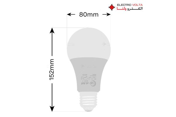 لامپ ال ای دی حبابی 18 وات LED 4M ابعاد