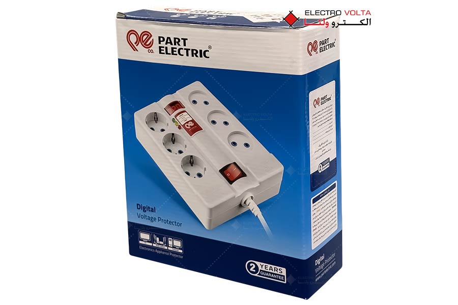 محافظ ولتاژ 6 خانه پارت الکتریک کابل 1.8 متری دیجیتال