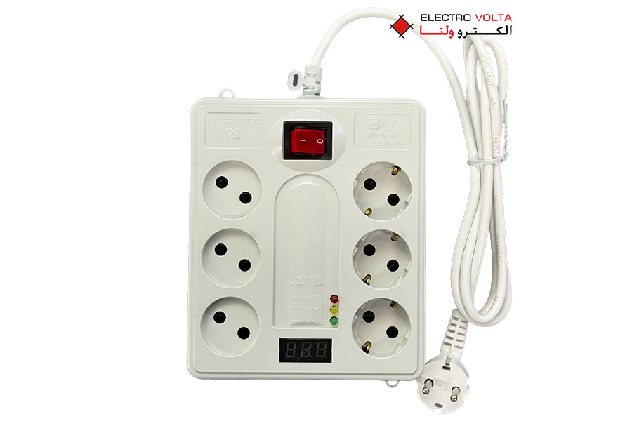 محافظ برق پارت الکتریک ۶ خانه دیجیتال کابل ۱.۸ متری